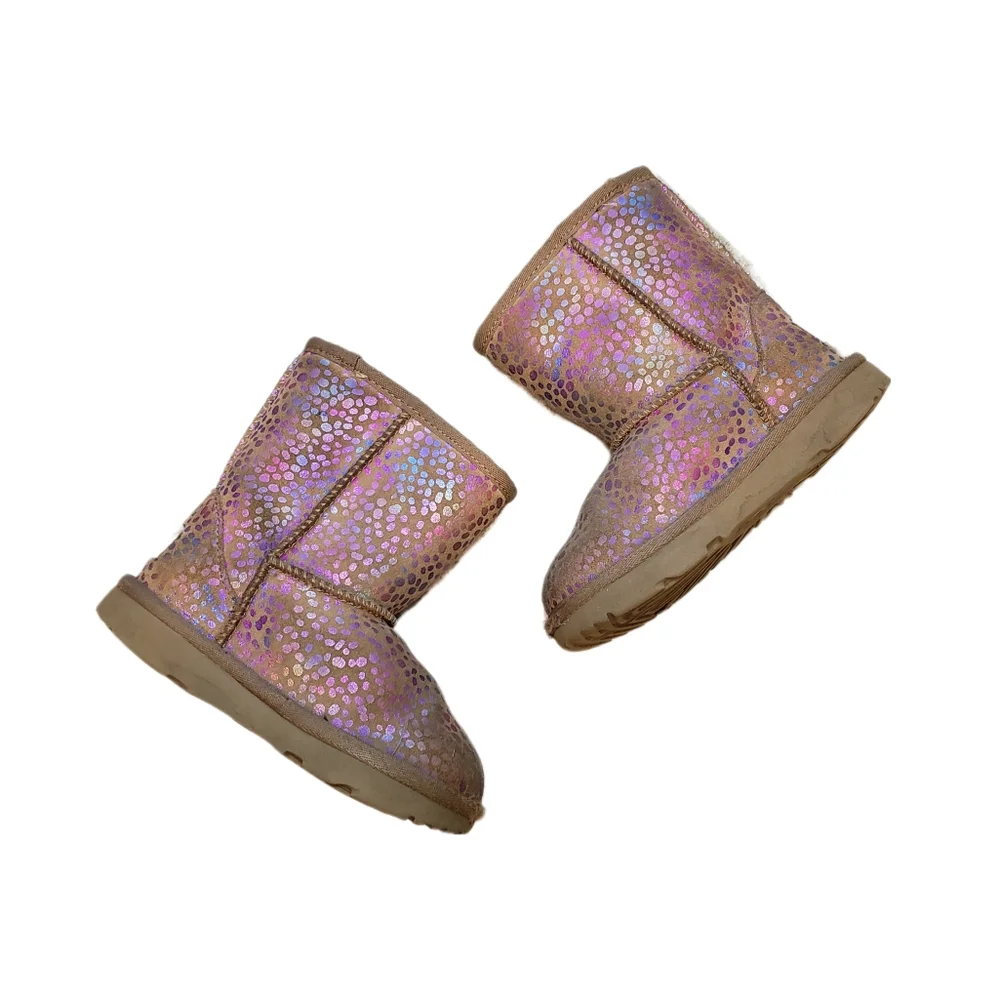 Ugg 9 Toddler Metallic Rainbow Shimmery Classic II Spots Suede Boots